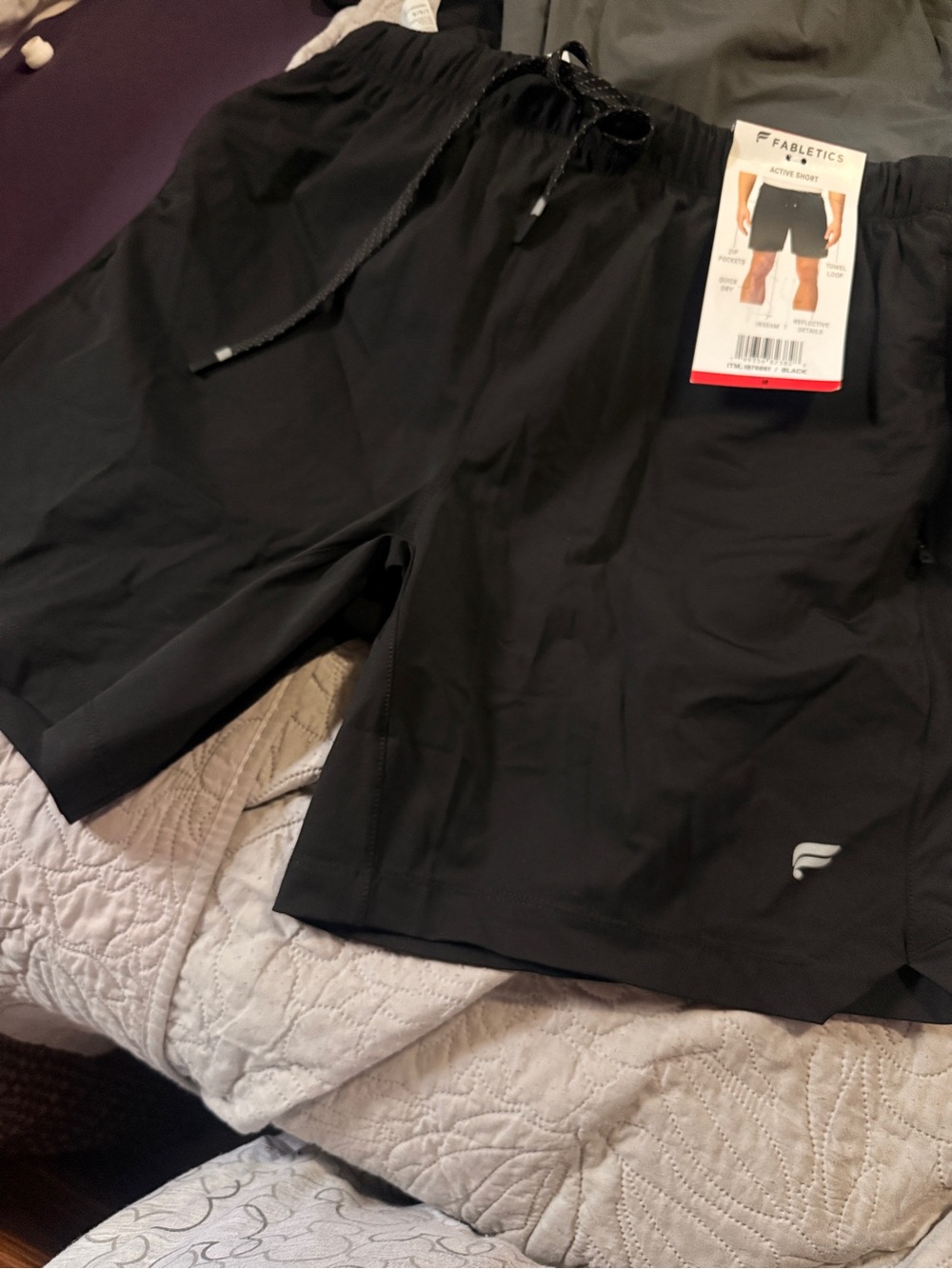 Fabletics Black Men’s Athletic Shorts with Drawstring